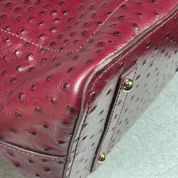 Dooney & Bourke Ostrich Domed Satchel - Cranberry - Picture 8 of 16